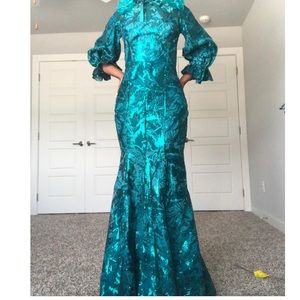 Green Sequin Customized Occassion Dress